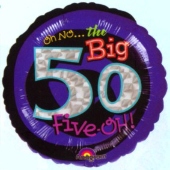Oh No! The Big 50, Luftballon aus Folie, Geburtstagsballon zum 50. (ohne Helium) (FUNG 116043-01)