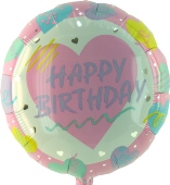 Happy Birthday Pastell, Luftballon aus Folie (ohne Helium) (FUNG510)