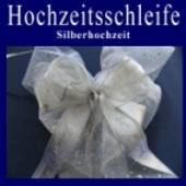 Hochzeitsschleife, Hochzeitsdeko-Zierschleife, Silberhochzeit (Hochzeitsdeko-Schleife D 03)