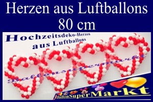 Hochzeitsherzen aus Luftballons, 80 cm, Hochzeitsdekoration - Hochzeitsherzen aus Luftballons, 80 cm, Hochzeitsdekoration