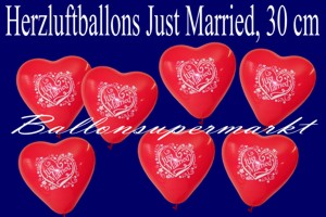 Herzluftballons Just Married 30 cm - Herzluftballons Just Married 30 cm