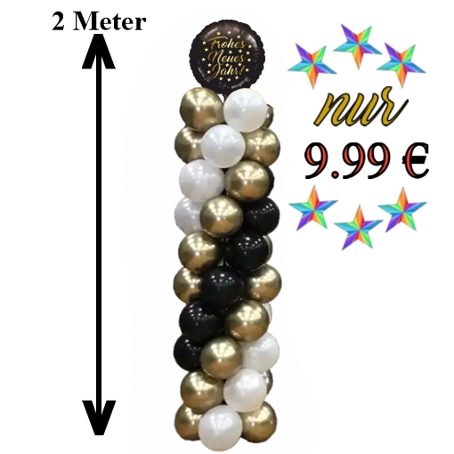 luftballons-silvester-ballondekoration-sauele-frohes-neues-Jahr-gold-schwarz-weiss