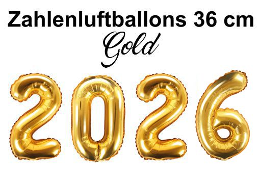 Zahlenluftballons Silvester 2025 Gold