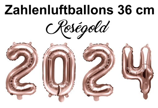 Zahlenluftballons Silvester 2024 Roségold