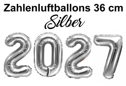 Zahlenluftballons Silvester 2027 Silber