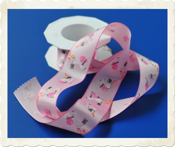 1-Rolle-Deko-Zierband-Geburt-Taufe-Baby-Party-Rosa-Klapperstorch-Girl-Maedchen