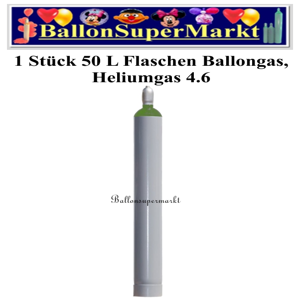 1 Stück 50 Liter Flasche Ballongas Helium 4.6, Ballonsupermarkt Lieferung in NRW und Umgebung, Ballongas Express, Helium Kurier, Ballongas Versand