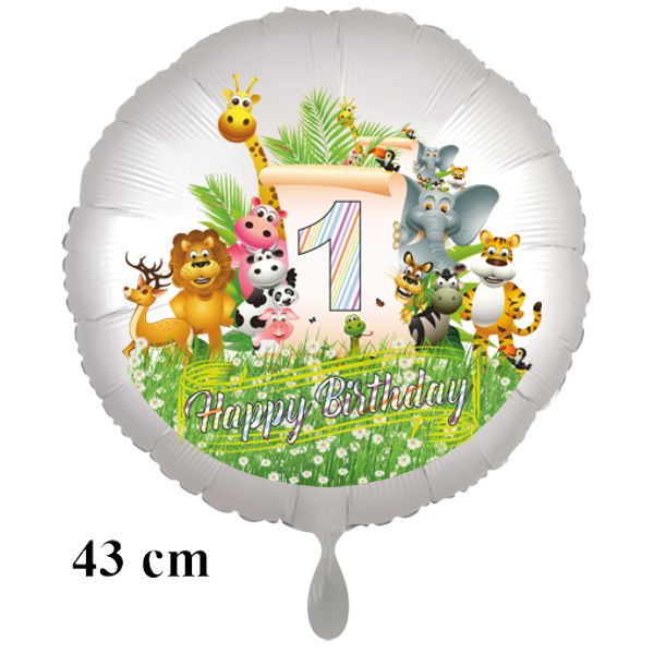 Dschungel-Tiere-Luftballon zum 1. Geburtstag