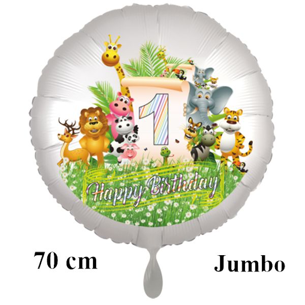 Großer Dschungel-Tiere-Luftballon zum 1. Geburtstag