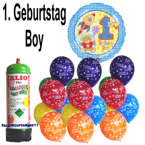 1. Geburtstag, Boy, Junge, Luftballons Helium Set, Herzlichen Glückwunsch