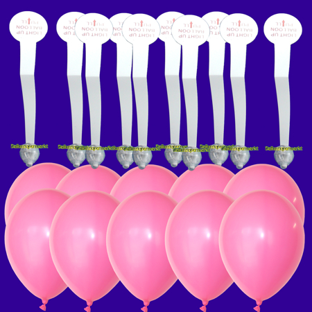 10 LED's und 10 rosa Luftballons