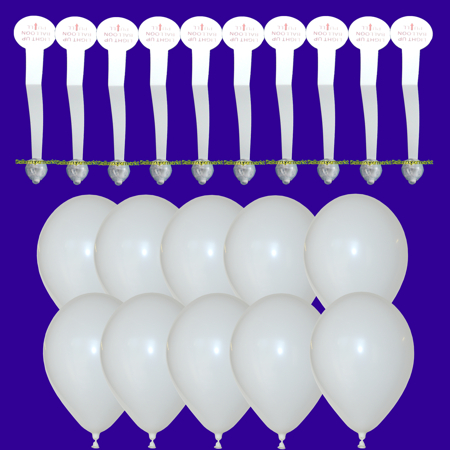 10 LED's und 10 weiße Luftballons