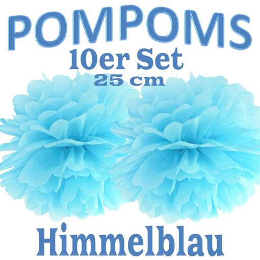 10-Pompoms-25-cm-Himmelblau