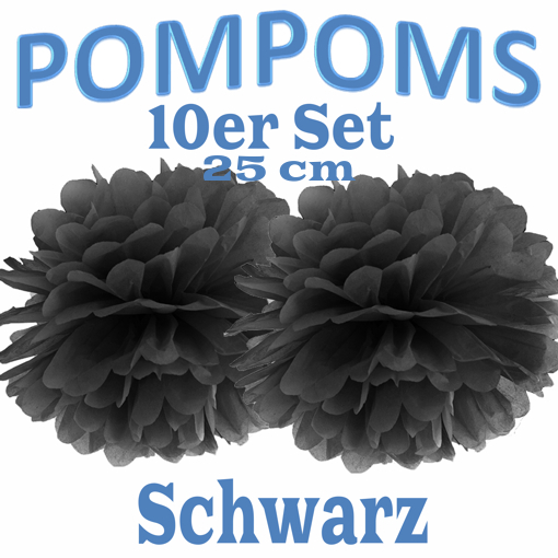 10-Pompoms-25-cm-Schwarz