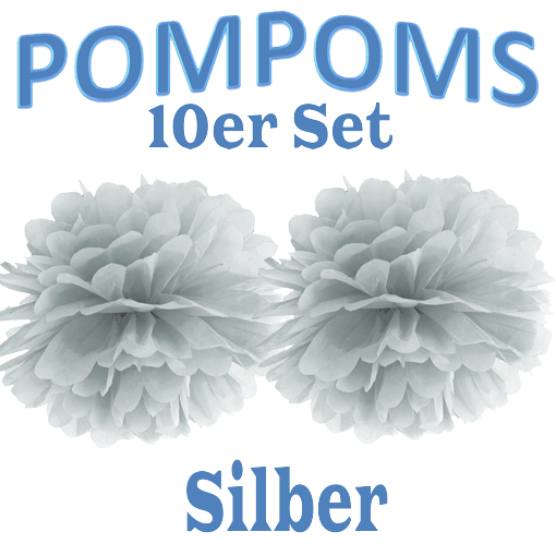 10-Pompoms-35-cm-Silber