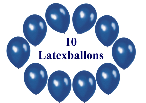 10 blaue Luftballons aus Latex