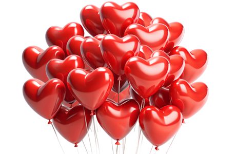 100 rote Herzluftballons, 7 Liter Helium Ballongas, Komplett-Set
