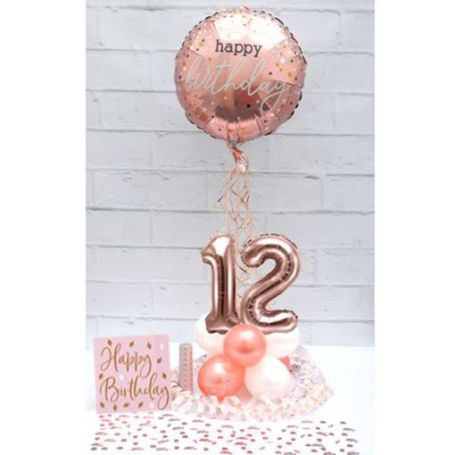 Partydeko-Set zum 12. Geburtstag in Rosegold, Happy Birthday