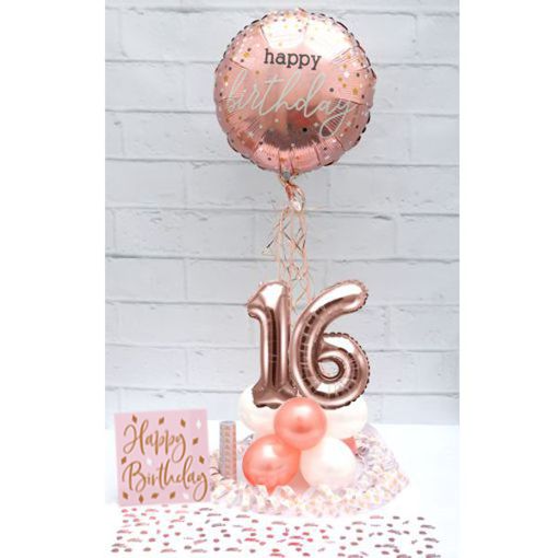 Partydeko-Set zum 16. Geburtstag in Rosegold, Happy Birthday