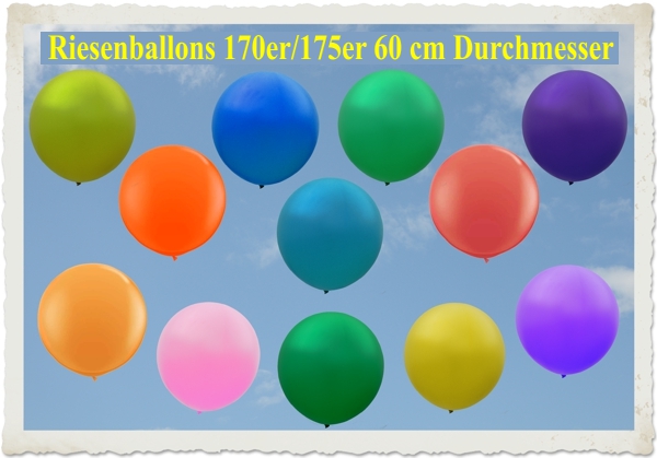 170er Riesenballons, große Luftballons, Werbeballons 60 cm Durchmesser
