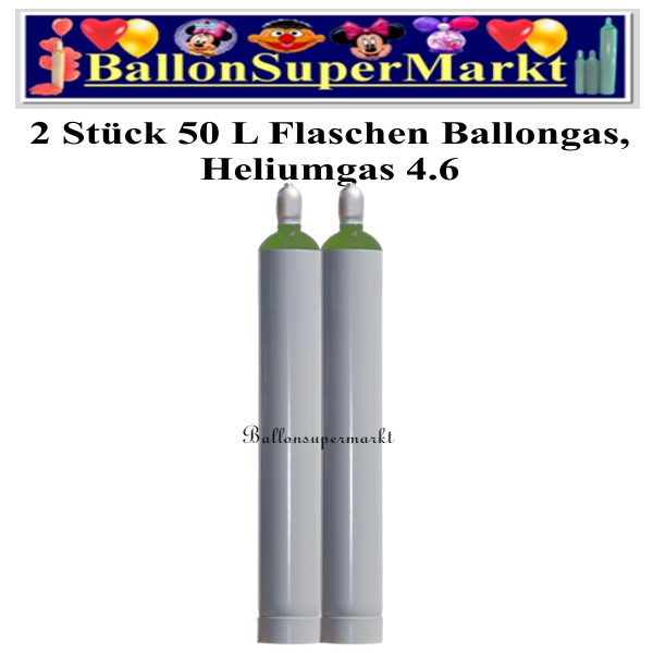 2 Stück 50 Liter Flaschen Ballongas Helium 4.6, Ballonsupermarkt Lieferung in NRW und Umgebung, Ballongas Express, Helium Kurier, Ballongas Versand