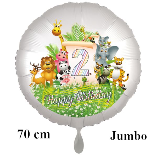 Großer Dschungel-Tiere-Luftballon zum 2. Geburtstag