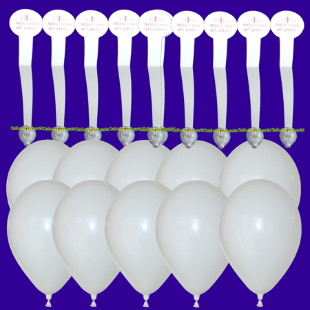 20 LED's und 20 weiße Luftballons