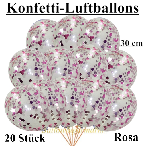 Konfetti-Luftballons Rosa, 20 Stück