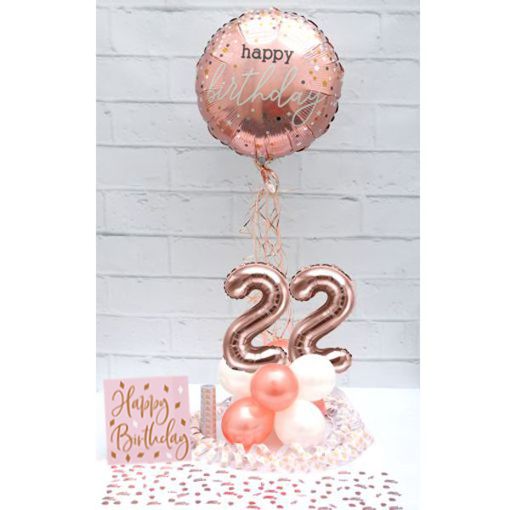 Partydeko-Set zum 22. Geburtstag in Rosegold, Happy Birthday