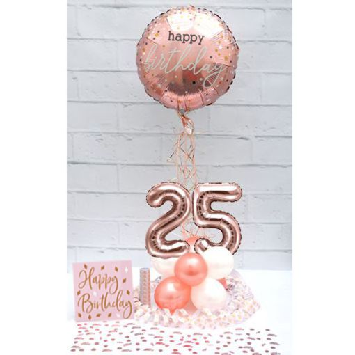 Partydeko-Set zum 25. Geburtstag in Rosegold, Happy Birthday