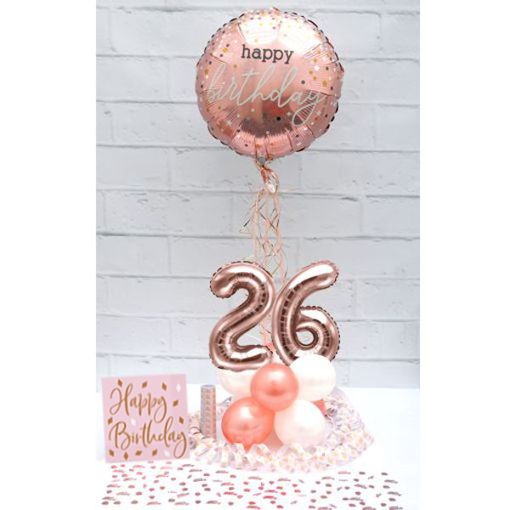 Partydeko-Set zum 26. Geburtstag in Rosegold, Happy Birthday