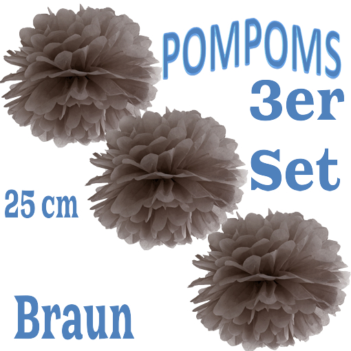 3-Pompoms-25-cm-Braun