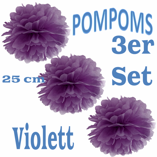3-Pompoms-25-cm-Violett