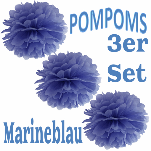 3-Pompoms-35-cm-Marineblau