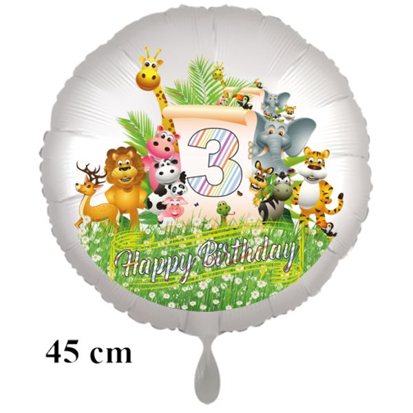 Dschungel-Tiere-Luftballon zum 3. Geburtstag