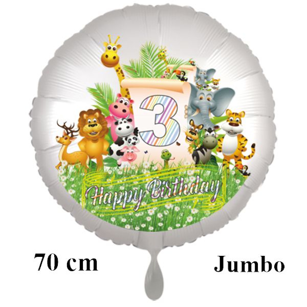 Großer Dschungel-Tiere-Luftballon zum 3. Geburtstag