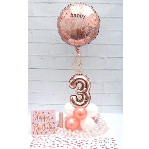 Partydeko-Set zum 3. Geburtstag in Rosegold, Happy Birthday