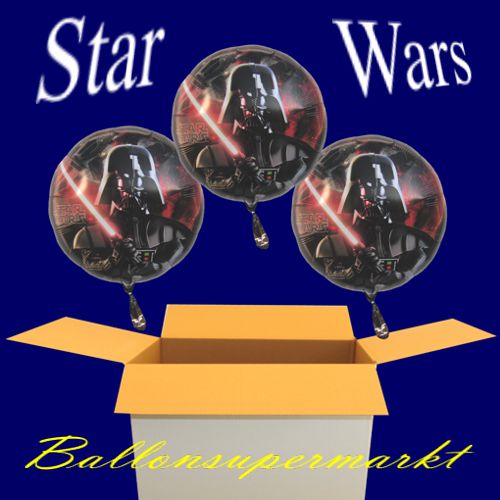 3 Star Wars Luftballons aus Folie mit Ballongas-Helium