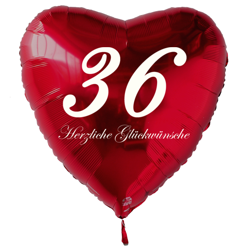 Geburtstag-36-Herzluftballon-Rot