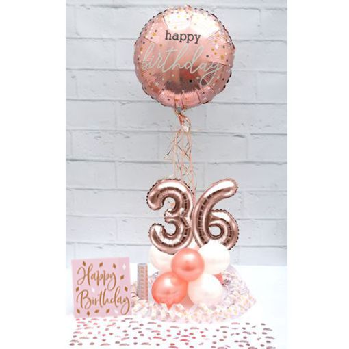 Partydeko-Set zum 36. Geburtstag in Rosegold, Happy Birthday