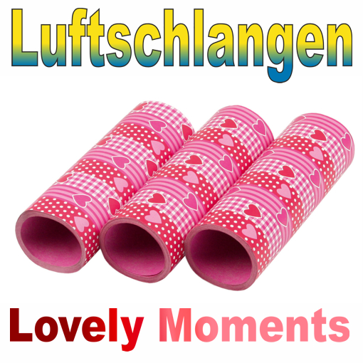 Luftschlangen Lovely Moments 3 Rollen, Herzen auf Papierschlangen