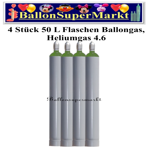 4 Stück 50 Liter Flaschen Ballongas Helium 4.6, Ballonsupermarkt Lieferung in NRW und Umgebung, Ballongas Express, Helium Kurier, Ballongas Versand