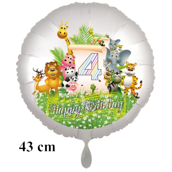 Dschungel-Tiere-Luftballon zum 4. Geburtstag