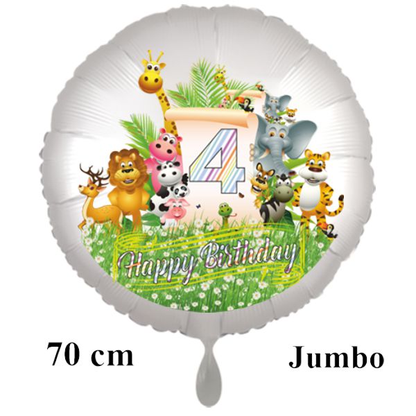 Großer Dschungel-Tiere-Luftballon zum 4. Geburtstag