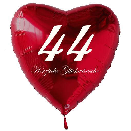 Geburtstag-44-Herzluftballon-Rot