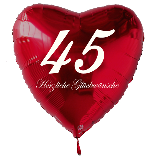 Geburtstag-45-Herzluftballon-Rot