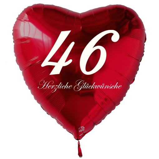Geburtstag-46-Herzluftballon-Rot