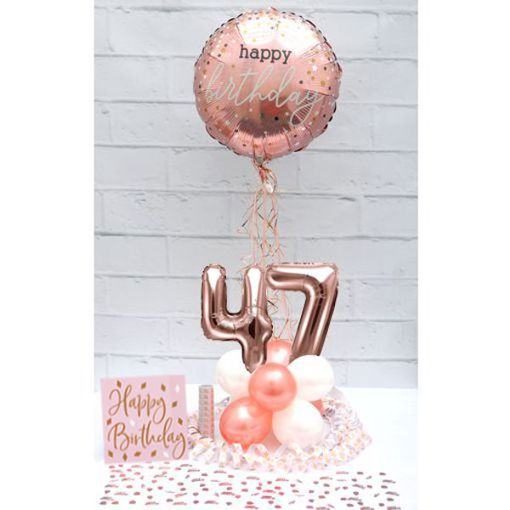 Partydeko-Set zum 47. Geburtstag in Rosegold, Happy Birthday