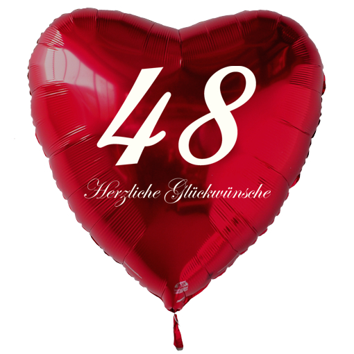 Geburtstag-48-Herzluftballon-Rot