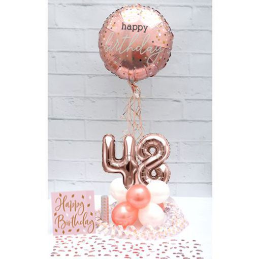 Partydeko-Set zum 48. Geburtstag in Rosegold, Happy Birthday